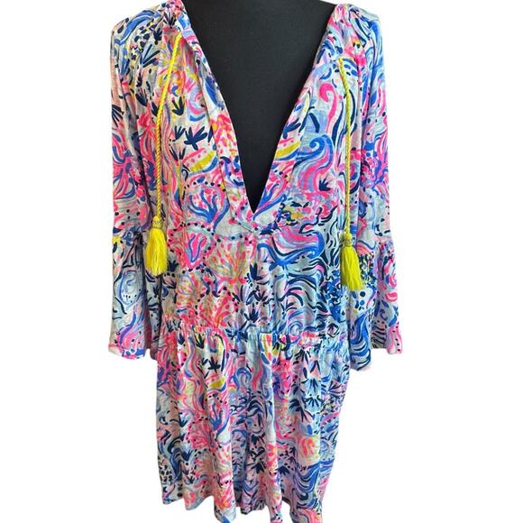 Lilly Pulitzer Pants - Lilly Pulitzer NWT Colorful Romper with tassels size L